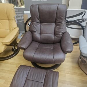 Mayfair Classic chair with footstool (large) - Paloma Chocolate