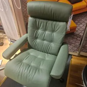 Erik Office Chair (medium) - Thyme Green leather and Oak wood