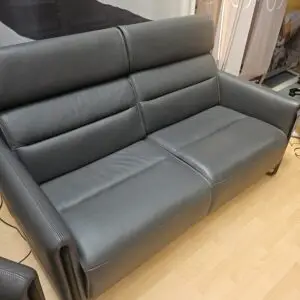 Emily 2 Seater 2 Power sofa - steel arms - Noblesse Grey leather